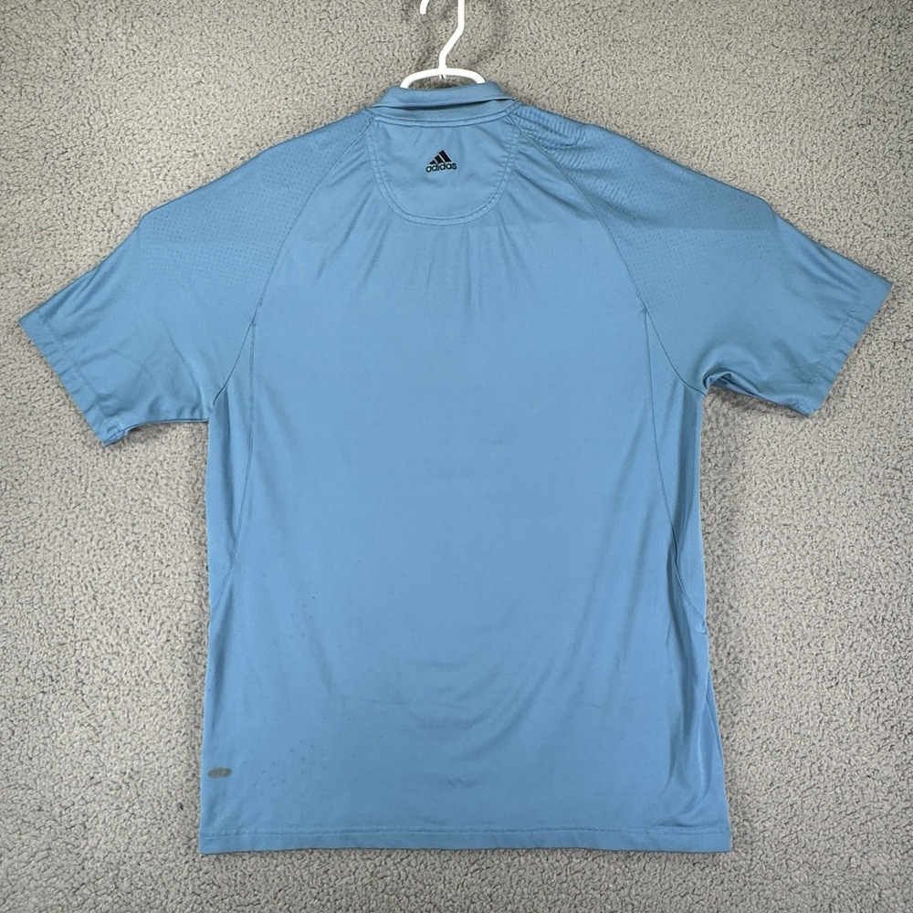 Adidas Polo Shirt Mens Adult M Blue Climachill Lightweight Golf Logo Casual - Picture 8 of 9